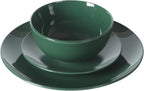 Gibson Home Simple Essential (Service for 4) 12 Piece Plates and Bowls Porcelain Solid Color Dishes Ceramic Dinnerware Set - Hunter Green