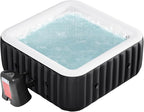 4-6 Person Inflatable Hot Tub, Large Square Blow Up Portable Hot Tub, Leak-Proof PVC Outdoor Spa with 130 Air Jets, Insulated Cover and Heater Pump, 73” X 73”X 25”