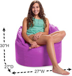 Posh Creations Structured Comfy Seat for Playrooms and Bedrooms, Large Bean Bag Chair, Sonoma Lounger, Purple
