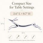 ChezMax Pack of 5 Zinc Alloy Chopsticks Spoon Forks Knives Tableware Rest Set, Silver Deer