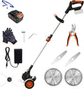 Weed Wacker Eater Cordless Battery Powered Electric Edger Lawn Tool Trimmer String Cordless Whacker Operated Grass Edger Cutter Black-Orange*1 Battery