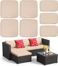 ClawsCover 7Pack Outdoor Patio Seat and Back Cushions Replacement Covers Fit for 3/5 Pieces 4-Seater Wicker Rattan Furniture Conversation Set Sectional Couch,Light Khaki-Large (Include Cover Only)