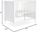 Lucas Mini Modern Crib with Rounded Spindles in White , 39x25.5x33 Inch (Pack of 1)
