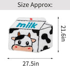 Milk Cow Bathroom Rugs Milk Box Shaped Animals Non Slip Cute Bath Rug Soft Absorbent Microfiber Bathtub Door Mat for Bathroom Kitchen Floor Tub Shower Rug Black White