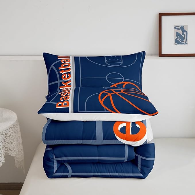 Feelyou Basketball Bedding Set King Size Gaming Sports Comforter Set for Kids Boys Girls Decor Ball Games Comforter Basketball Lover Duvet Set Bedroom Quilt Set