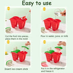 Watermelon Shape Popsicle Molds, Ice Pop Plastic Molds 6 Cavities, Ice Cream Pop Mold, Plastic Popsicles Molds, DIY Ice Pop Molds With Sticks