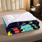 Erosebridal Outer Space Comforter Set Starry Sky Bedding Set King Size for Kids Boys Girls Room Galaxy Planet Space Duvet Sets Solar System Cartoon Down Comforter 3 Pieces with 2 Pillow Cases, Blue