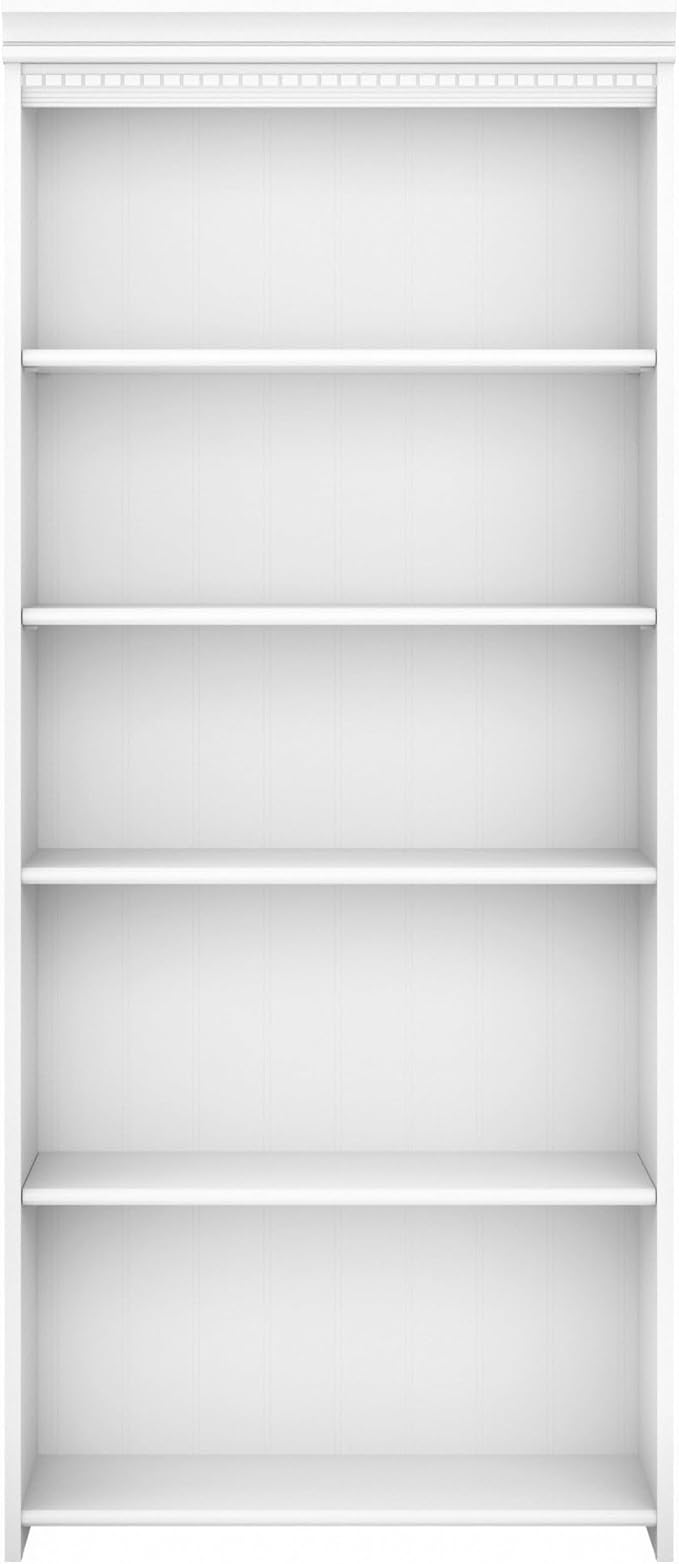 Bush Furniture Fairview Tall 5 Shelf Bookcase in Pure White and Shiplap Gray
