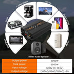 3000W/6000W(Peak) Pure Sine Wave Car Power Inverter 12V DC to 120V AC 60HZ with LCD Display, USB Port, Wireless Remote Control（10M) for Car Home Laptop Truck