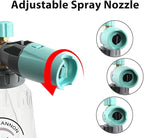 Sooprinse Short Pressure Washer Gun With Foam Cannon, High Pressure Snow Foam Lance, 1/4 Inch Quick Connector, Power Washer Blaster, Car Wash Mitt, 3000 PSI, 1 Liter