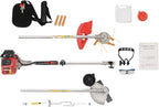 Weed Eater Gas Powered Weed Gas Edger, 26CC 2 Blade Heads, Air-Cooled 2-Stroke Cordless Lawn Edger Gas String Trimmer with Handle & Shoulder Strap for Garden Lawn Grass Trimmer