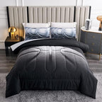 Teen Boy Comforter Set Queen,Basketball Bedding Set for Kids Boys Teens,Black and Grey Sports Comforter Queen with 2 Pillowcases,Basketball Comforter Queen Size for Boys,All Season Use