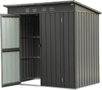 Small Metal Storage Shed 5x3ft Outdoor, Dark Gray Garden Shed with Sloping Roof & Lockable Double Doors - Galvanized Steel Utility Tool Shed for Backyard, Patio, Lawn