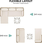 YITAHOME L-Shaped Patio Furniture Outdoor Loveseat Sectional Set for Backyard, Porch with Thick Cushions Detachable Lounger, Side Table (Light Brown+Beige)