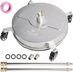 Hourleey 19" Pressure Washer Surface Cleaner, Stainless Steel Surface Cleaner with 4 Wheels for Concrete, Patio, Sidewalk, Deck, Pathway 1/4" Quick Connector, 2 Extension Wand, 4000 PSI