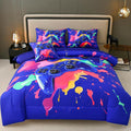 Full Size Gamer Comforter Set for Boys, Game Controller 6 Pcs Bed in a Bag Full Gaming Bediing Set for Boys Kids