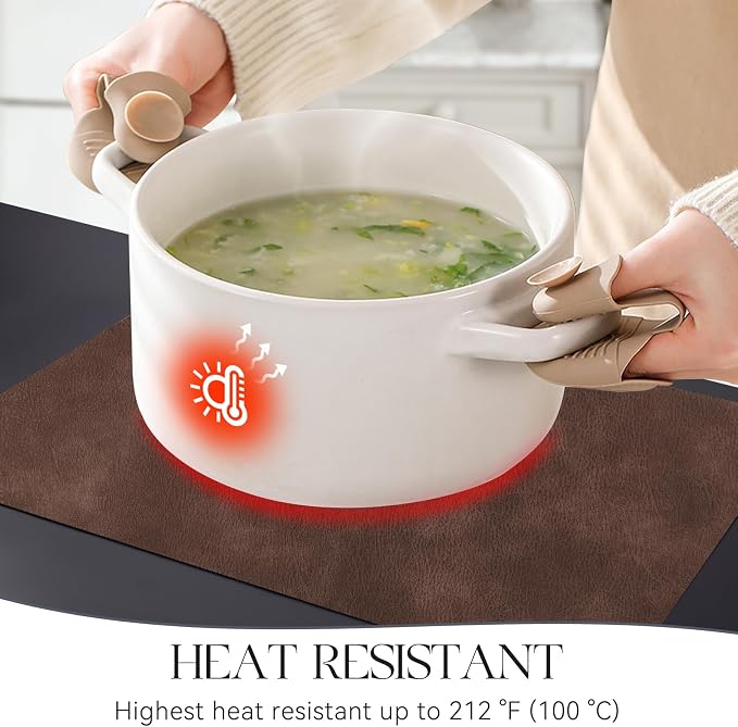 MOSAYT Vinyl Placemats Set of 6-12 X 17 Inch - Faux Leather 100% Waterproof Oil-Proof Wipeable PU Place Mats, Heat Resistant Reversible Table Mats for Kitchen, Dining, Outdoor, Coffee
