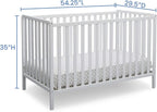 Delta Children Heartland 4-in-1 Convertible Crib Infant Changing Table with Pad + Serta Perfect Start Crib Mattress, Bianca White