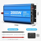 2000 Watt Pure Sine Wave Power Inverter, 24V dc to 110 Vdc to 120 Vdc, for Home, RV and Off-Grid Solar Systems, with 2 AC Outlets and USB Port, LCD Display, with Remote Control