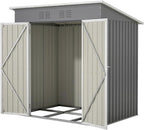 6x4 FT Outdoor Metal Storage Shed with Frame Floor & Sloping Roof, Lockable Double Door, Weatherproof Steel Garden Shed for Tools, Lawn Equipment & Patio Supplies