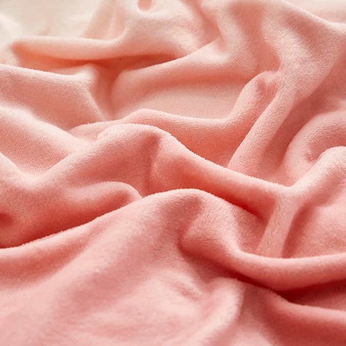 Wellboo Pink White Gradient Comforter California King White and Pink Fluffy Bedding Comforters Cal King Modern Bean Pink Gradient Flannel Quilts Farmhouse Watercolor Comforters Sherpa Fuzzy Plush Bed