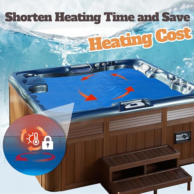 BigXwell Hot Tub Cover Spa Cover, 16-mil 6 x 6 Foot Square Solar Pool Cover Heavy-Duty Heat Retaining Solar Blanket Cover for Spa Hot Tub