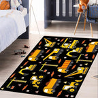Car Track Rug Construction Play Mat Car Rug for Boys Room Kids Rugs for Playroom Construction Mat for Kids Car Rug for Boys Room Construction Decor for Boys Room,Black 5'×7'