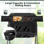 Goplus Compost Bin, Outdoor 42-Gal Dual Chamber Composting Tumbler w/2 Sliding Doors, Heavy-Duty Metal Frame, 360° Rotatable Tumbling Composter, BPA-Free Compost Tumbler for Kitchen Garden Yard Waste