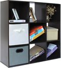 PACHIRA US 9 Cube Storage Shelf Organizer, Heavy Duty Wooden Closet Cabinet, File Organizer Rack Display Cube Bookshelf Compartments, Dark Brown