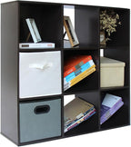 PACHIRA US 9 Cube Storage Shelf Organizer, Heavy Duty Wooden Closet Cabinet, File Organizer Rack Display Cube Bookshelf Compartments, Dark Brown