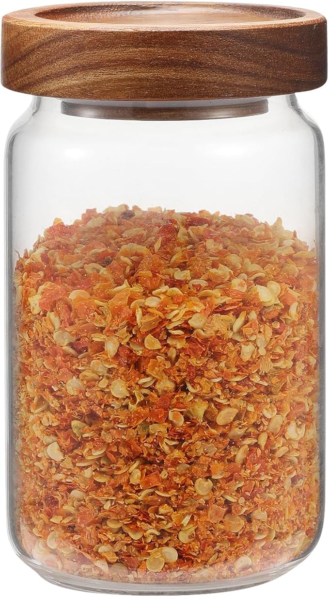 Small Glass Jar with Lids Thicken Glass Coffee Storage Canister Borosilicate Glass Food Containers Bottle for Spice Ground Nut Pasta Sugar Candy Tea (6.7oz（200ml)-1 PACK