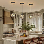 Frosted White Glass Pendant Lights for Kitchen Island Dining Room Light Fixture Chandelier Hanging Lighting with Warm Light Bulb
