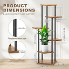 6 Tier Wood Tall Plant Stand Metal Rack Indoor, Multiple Flower Pot Holder Shelves Corner Rack, Planter Shelf Display Rack Storage Organizer for Patio Living Room Balcony Garden(Black)