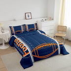 Feelyou Football Bedding Set Queen Size Sports Comforter Set for Kids Boys Girls Decor Soccer Ball Game Comforter Microfiber American Football Duvet Set Bedroom Quilt Set