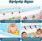 Splash Guard for Bathtub Kids - Silicone Bathtub Splash Guard with 11 Suction Cups, Bath Tub Play Shelf for Kids & Toy Holder, Prevent Water Spill in Bathroom, Fun Bath Time for Toddlers Baby(Blue)