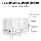 Carter's by DaVinci Colby 4-in-1 Low-Profile Convertible Crib in White, Greenguard Gold Certified