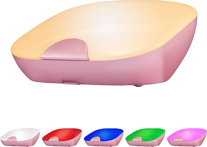 ENBRIGHTEN Night Light LED Table Lamp, Touch Sensor, Color Changing RGB, Wireless, Battery Operated, SleepLite, Sleep Friendly, Dimmable, Bedroom, Living Room, Office, Desk, Rose Gold, 47413