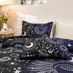 Holawakaka Stars Moon Constellation Print Comforter Set Queen Size Girls Boys Witchy Astrology Zodiac Celestial Bedding Set (Navy Blue, Queen)