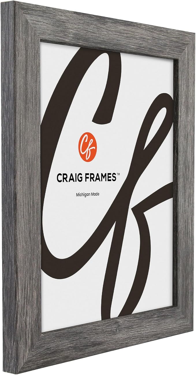 Craig Frames 8.5x11 Gray Picture Frame, Wall Decor for Art and Photos | Ready to hang with a protective glass front, made in the USA for a gallery display