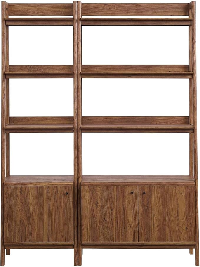 Modway Bookshelf Display Cases in Walnut - Set of 2