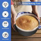 P&P CHEF 9.5 Inch Cake Pan Set, 2Pcs Non-stick Round Baking Cake Pans Tins | Stainless Steel Core & Nonstick Coating, Good for Baking Layer Tier Cakes for Birthday Wedding, Deep Side & One-piece Design
