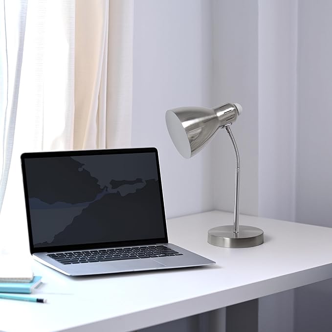 Simple Designs LD1037-BSN Semi Flexible Desk Lamp, Brushed Nickel