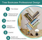 Tree Bookshelf, 5 -Tier Book Storage Organizer Shelves Floor Standing Bookcase, Wood Storage Rack for Office Home School Shelf Display for Cd/Magazine (French Oak Grey)