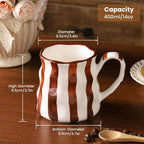 Ceramic Mug,14 oz Cute Mug,Cute Coffee Mug,Large Mug,Ceramic Coffee Mug,Hand-Painted Coffee Cup (Brown)