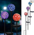 VCUTEKA Solar Garden Decorative Lights Outdoor, Mosaic Solar Light Waterproof LED Pathway Stake Light for Landscape Patio Yard Deck Walkway Decoration, 3 Pack （Blue&Purple&Red）