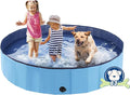 Foldable Dog Pool, Portable Pet Bath Tub and Kiddie Swimming Pool, Collapsible Bathtub for Puppies, Small, Medium and Large Dogs, Cats and Kids, 63 x 12 in, Blue