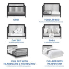 Delta Children Brooks 6-in-1 Convertible Crib - Greenguard Gold Certified, Midnight Grey