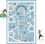 Kids Rug Play Mat, Car Rug, Hopscotch Rug, Hopscotch Mat for Kids, Can Be Used to Play with Cars Kids Carpet Play Mat,(Blue,200×300cm/79×118IN)