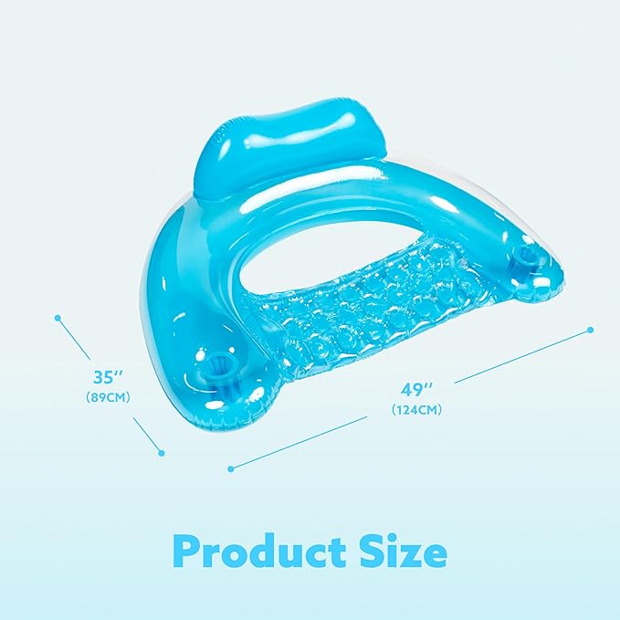 SLOOSH Inflatable Pool Floats Adult,2 Pack Pool Chairs with Cup Holders,Blow up Floats Chair,Hammock Noodle Mat for Relaxing Summer Water Fun Swimming Party Beach