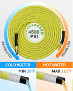 Pressure Washer Hose 200FT 3/8" for Cold and Hot Water 212°F, with Swivel Quick Connect, 4500PSI Kink Resistant Grade Steel Wire Braided, Power Washer Hose With 2pcs M22-14mm Adapter